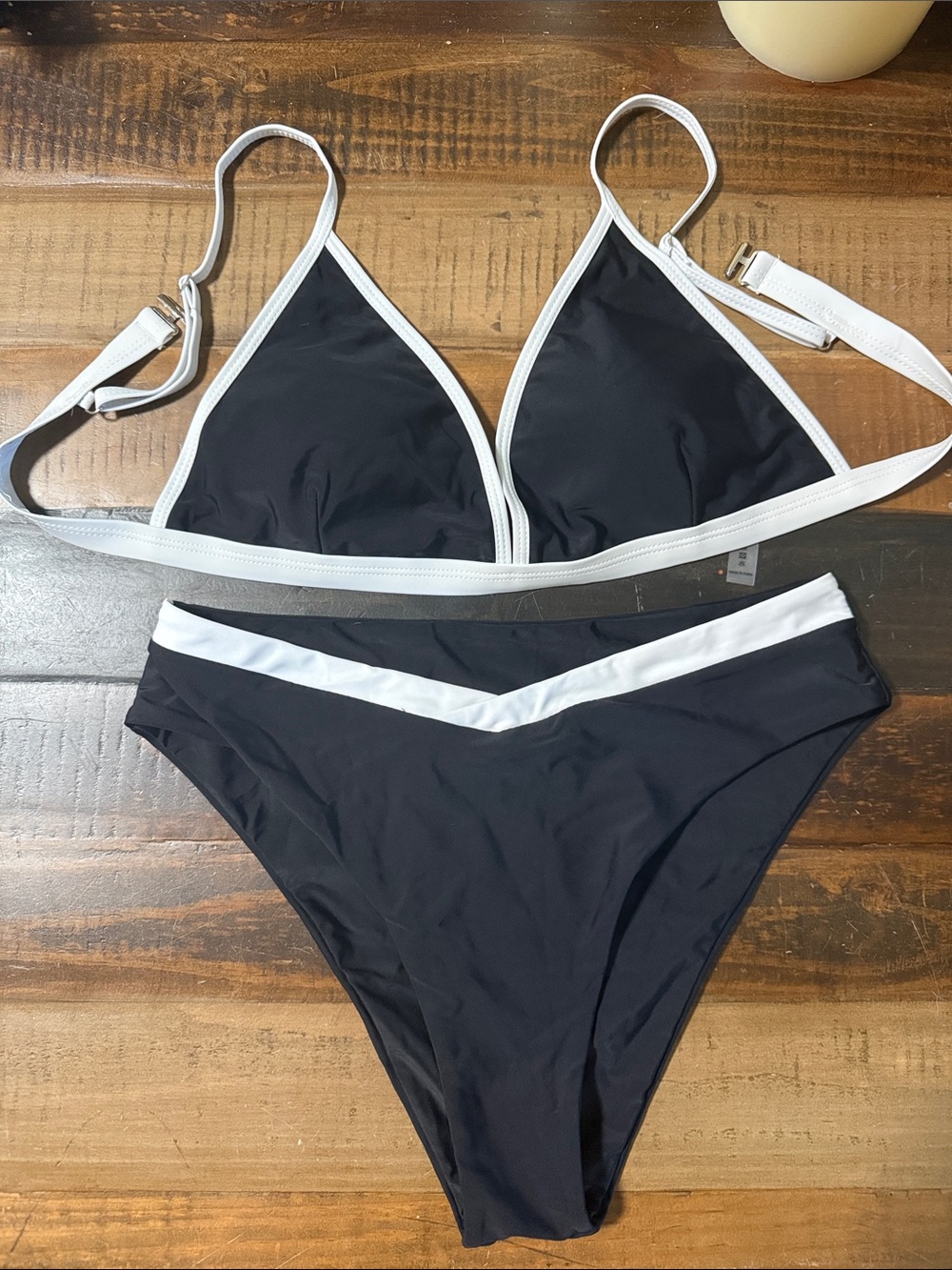 Black & White Triangle Bikini Set - Women Swim
